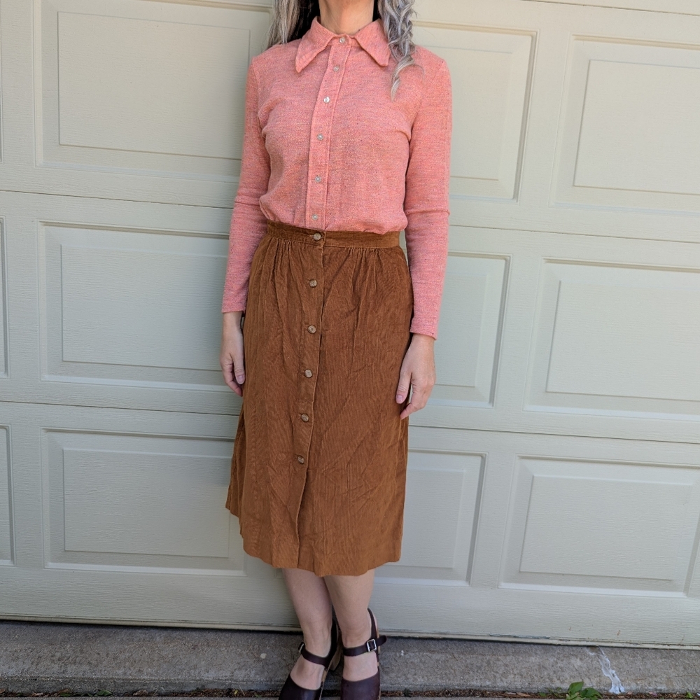 SPECKLE SALMON 1970's vintage button front shirt M - Picture 3 of 8
